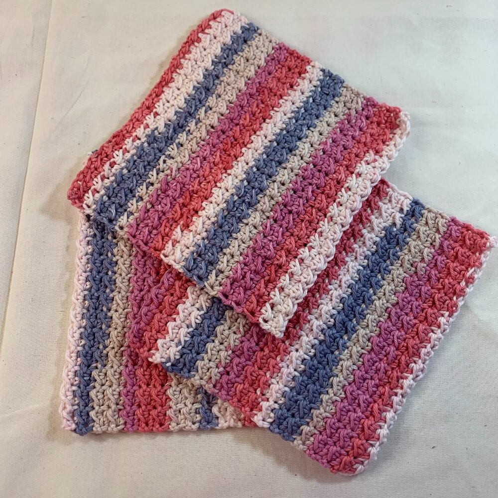 Handmade crocheted dishcloths set of 3 peaches n cream